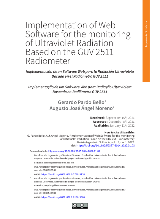 (PDF) Implementation of a Web Software for Ultraviolet Radiation Based ...