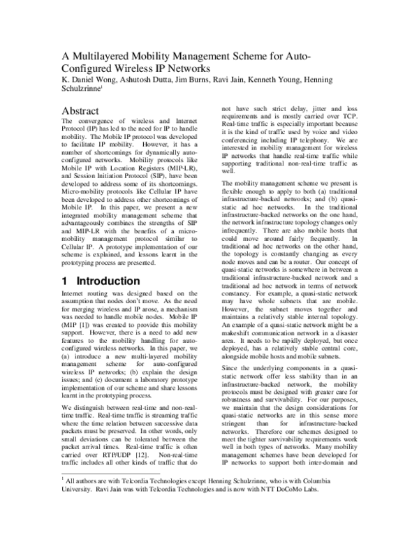 (PDF) A multilayered mobility management scheme for auto-configured ...