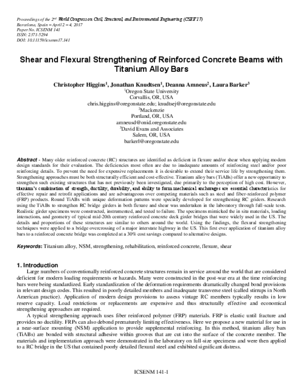 (PDF) Shear and Flexural Strengthening of Reinforced Concrete Beams ...