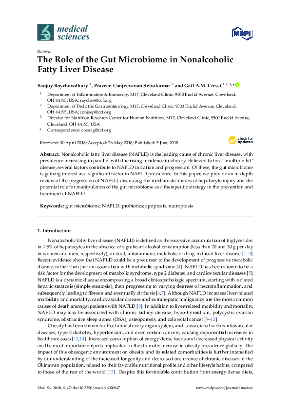 (PDF) The Role of the Gut Microbiome in Nonalcoholic Fatty Liver Disease