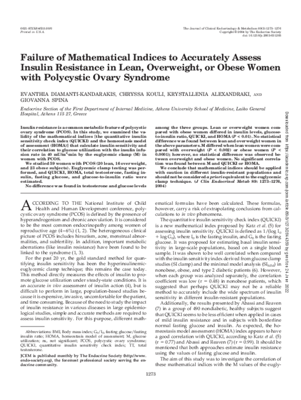 (PDF) Failure of Mathematical Indices to Accurately Assess Insulin ...