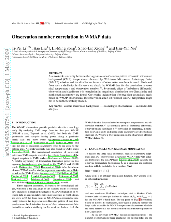 (PDF) Observation number correlation in WMAP data