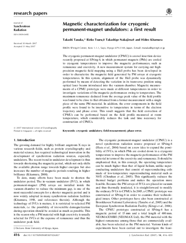 (PDF) Magnetic characterization for cryogenic permanent-magnet ...