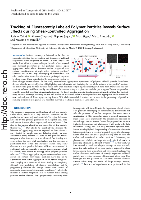 (PDF) Tracking of Fluorescently Labeled Polymer Particles Reveals ...