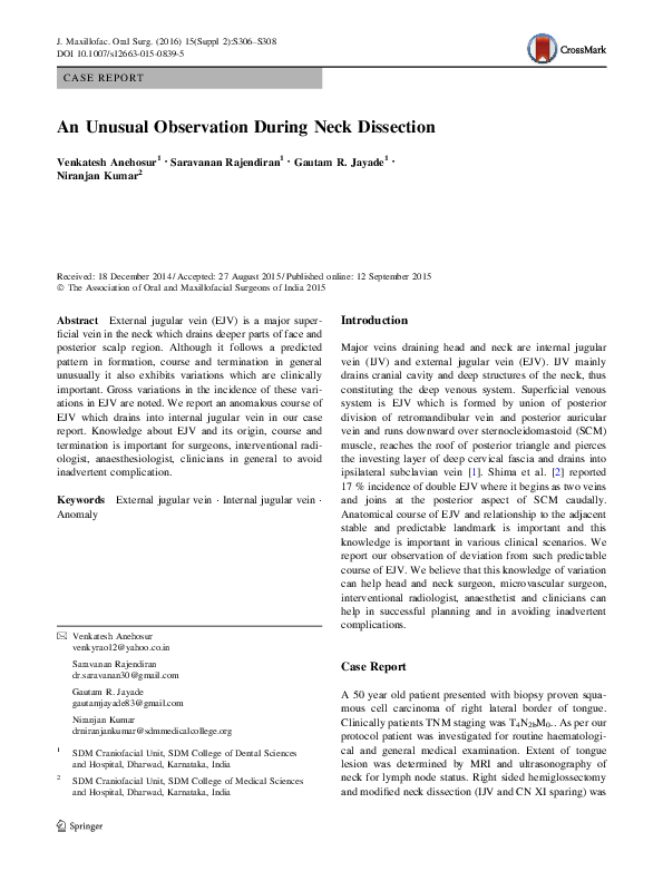 (PDF) An Unusual Observation During Neck Dissection