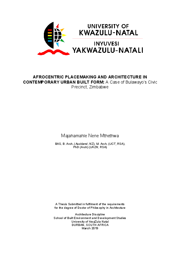 (PDF) Afrocentric placemaking and architecture in contemporary urban ...