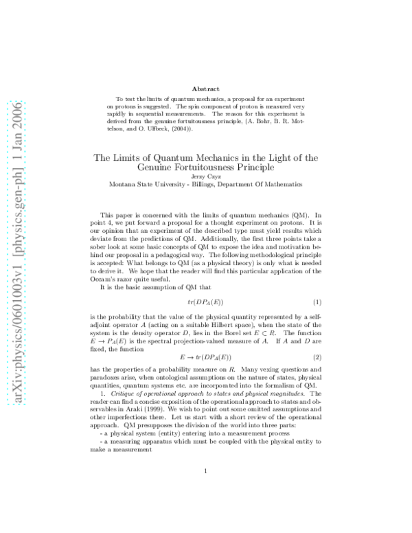 (PDF) The Limits of Quantum Mechanics in the Light of the Genuine ...