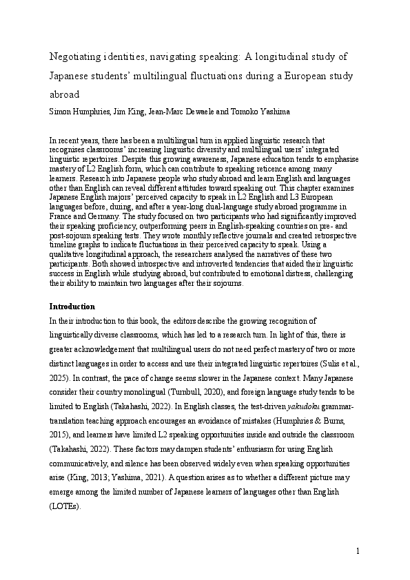 (PDF) Negotiating identities, navigating speaking: A longitudinal study ...