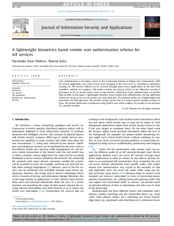 (PDF) A lightweight biometrics based remote user authentication scheme ...
