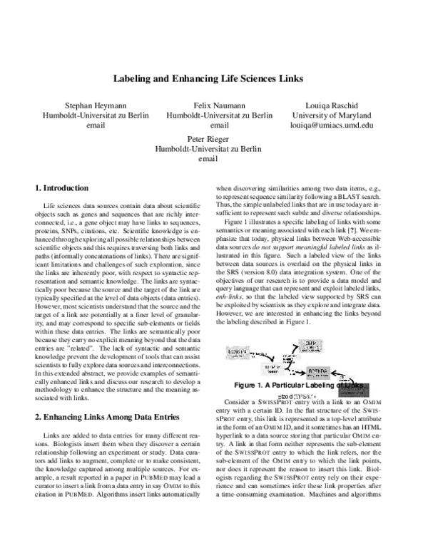 (PDF) Labeling and enhancing life sciences links