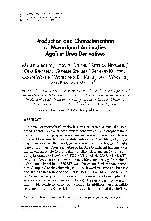 (PDF) Production and characterization of monoclonal antibodies against ...