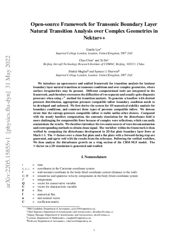 (PDF) Open-source Framework for Transonic Boundary Layer Natural ...