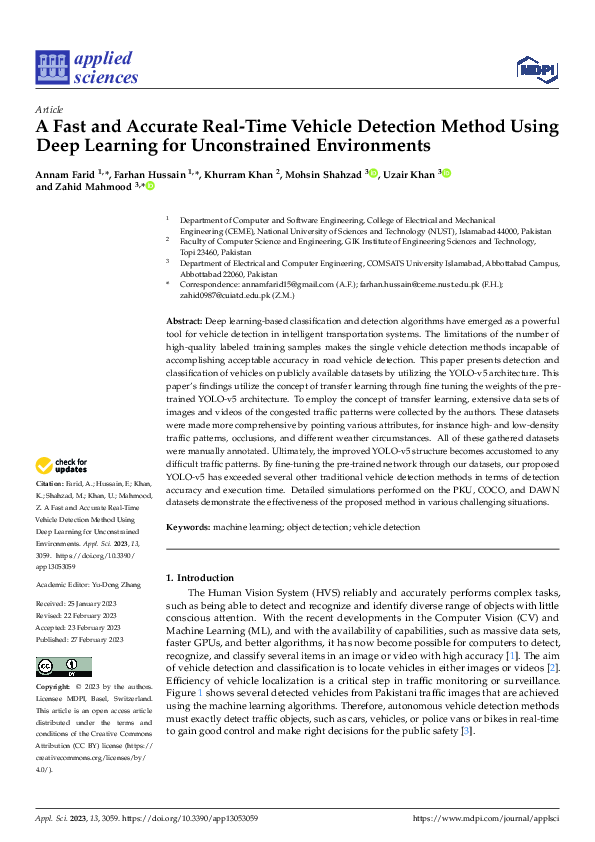 (PDF) A Fast and Accurate Real-Time Vehicle Detection Method Using Deep ...