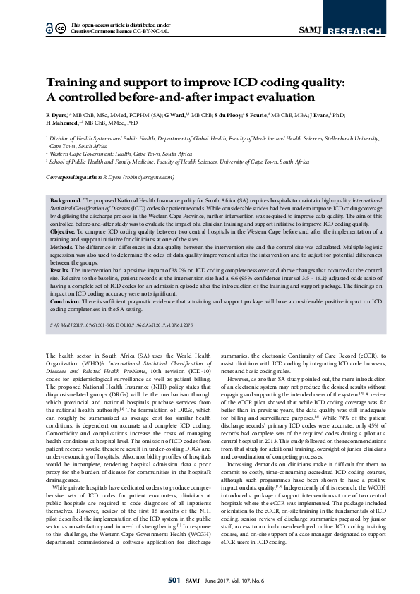 (PDF) Training and support to improve ICD coding quality: A controlled ...