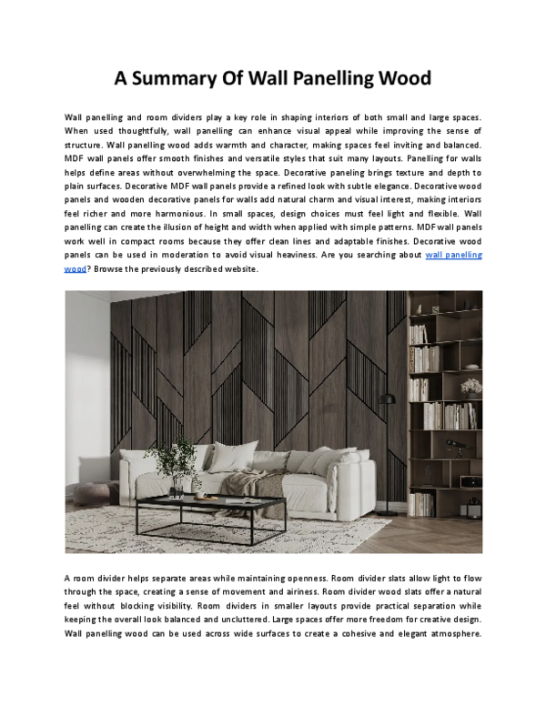 (PDF) A Summary Of Wall Panelling Wood