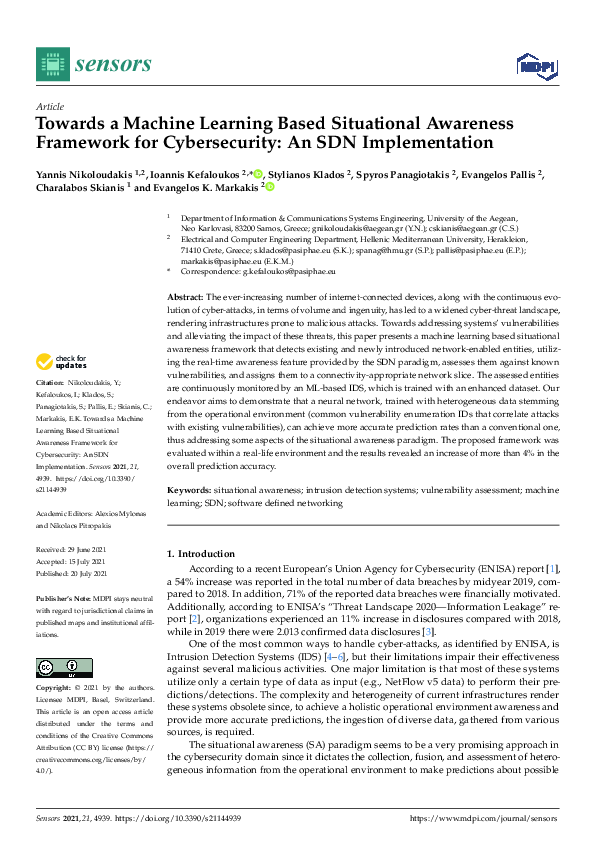 (PDF) Towards a Machine Learning Based Situational Awareness Framework ...