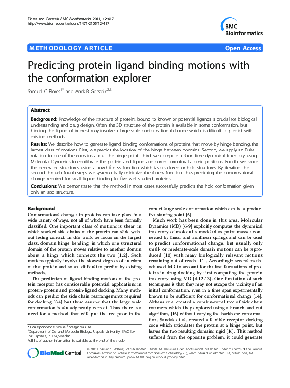 (PDF) Predicting protein ligand binding motions with the conformation ...