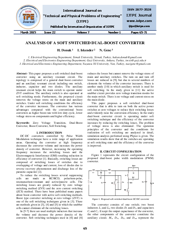 (PDF) Analysis of a soft switched dual-boost converter