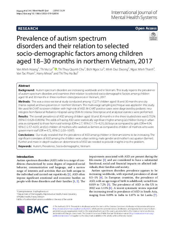 (PDF) Prevalence of autism spectrum disorders and their relation to ...