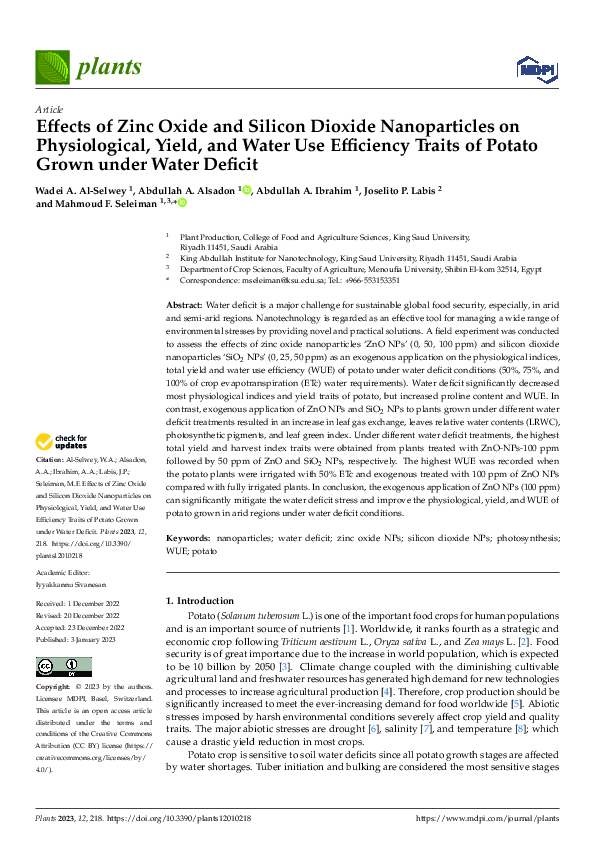 (PDF) Effects of Zinc Oxide and Silicon Dioxide Nanoparticles on ...