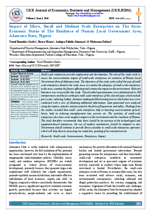 (PDF) Impact of Micro, Small and Medium Scale Enterprises on The Socio ...