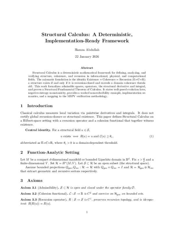 (PDF) Structural Calculus: A Deterministic, Implementation-Ready Framework