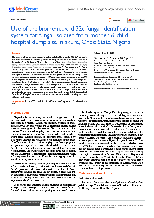 (PDF) Use of the Biomerieux ID 32C Fungal Identification System for ...