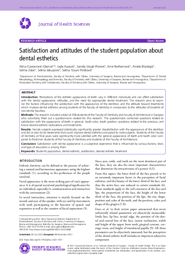 (PDF) Satisfaction and attitudes of the student population about dental ...