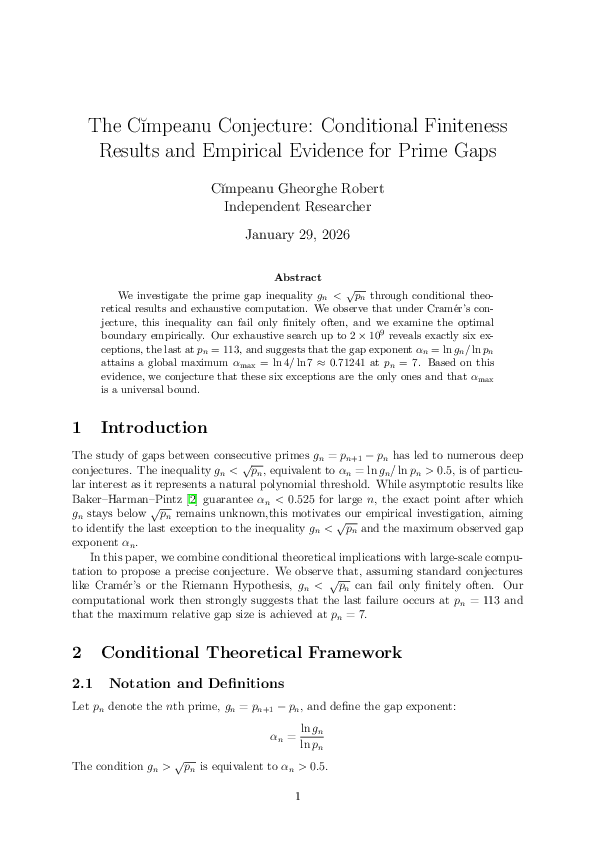 (PDF) The Cȋmpeanu Conjecture: Conditional Finiteness Results and ...