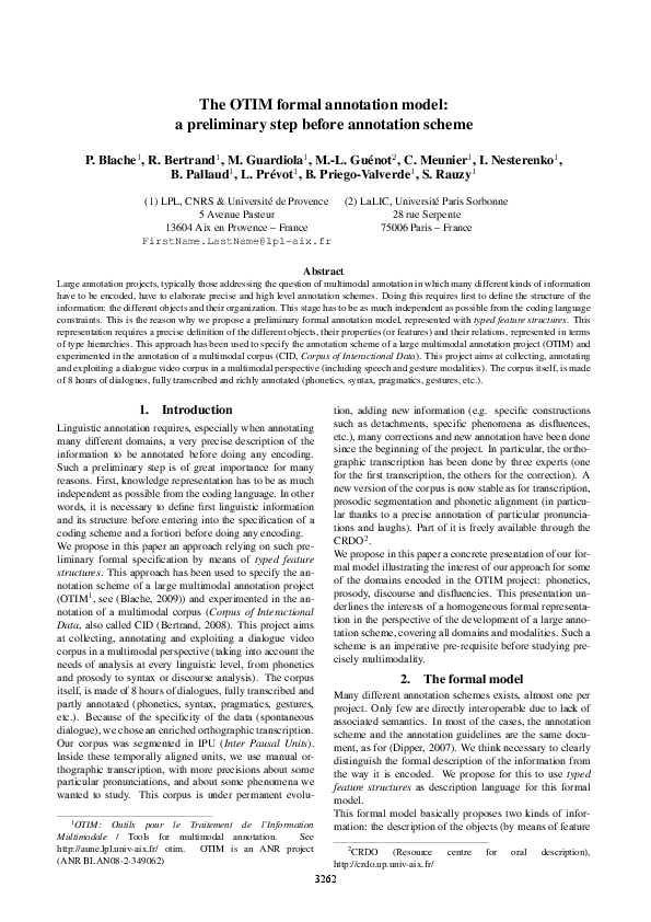 (PDF) The OTIM formal annotation model: a preliminary step before ...