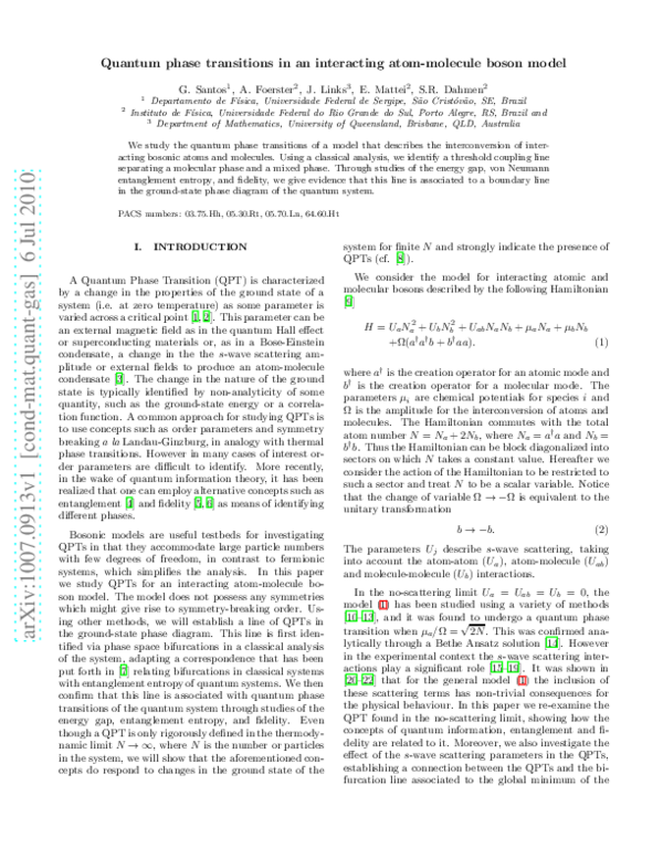 (PDF) Quantum phase transitions in an interacting atom-molecule boson model