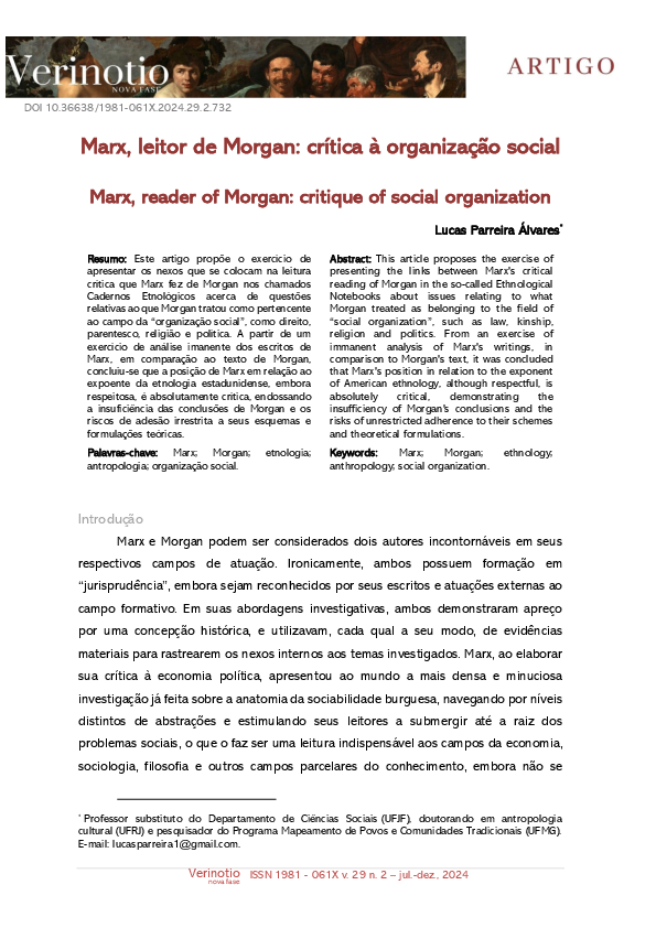 (PDF) Marx, leitor de Morgan: crítica à organização social / Marx ...