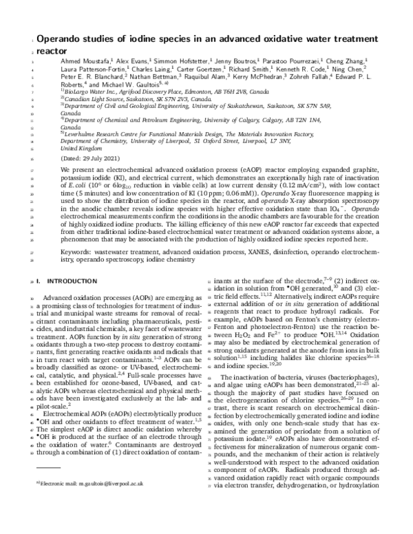 (PDF) Operando Studies of Iodine Species in an Advanced Oxidative Water ...