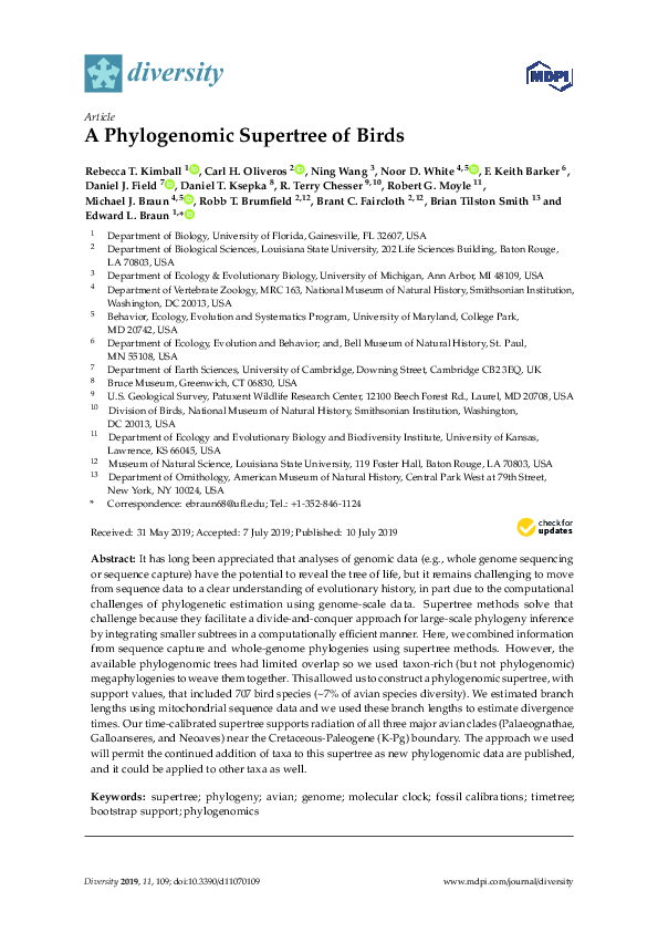 PDF) A Phylogenomic Supertree of Birds