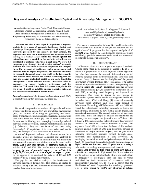 (PDF) Keyword Analysis of Intellectual Capital and Knowledge Management ...