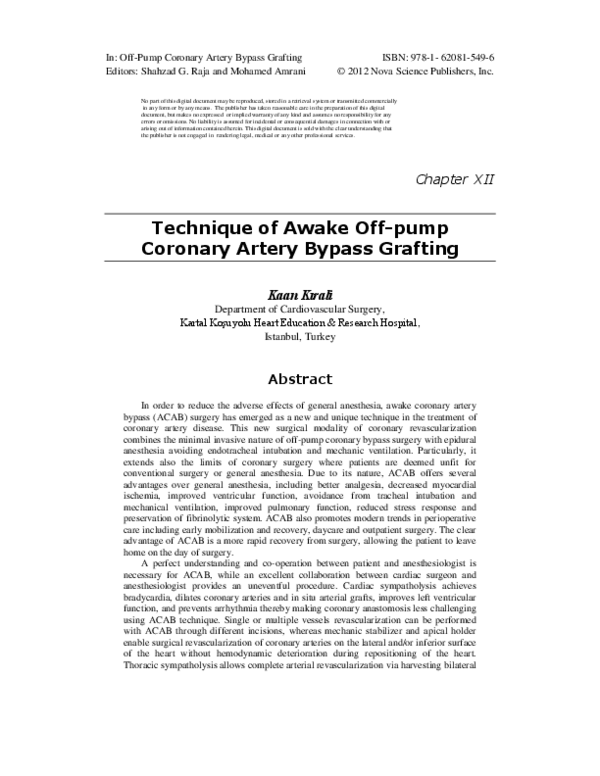 (PDF) Technique of Awake Off-pump Coronary Artery Bypass Grafting
