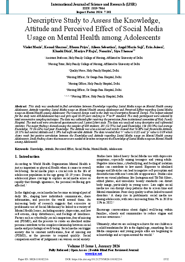 (PDF) Descriptive Study to Assess the Knowledge, Attitude and Perceived ...