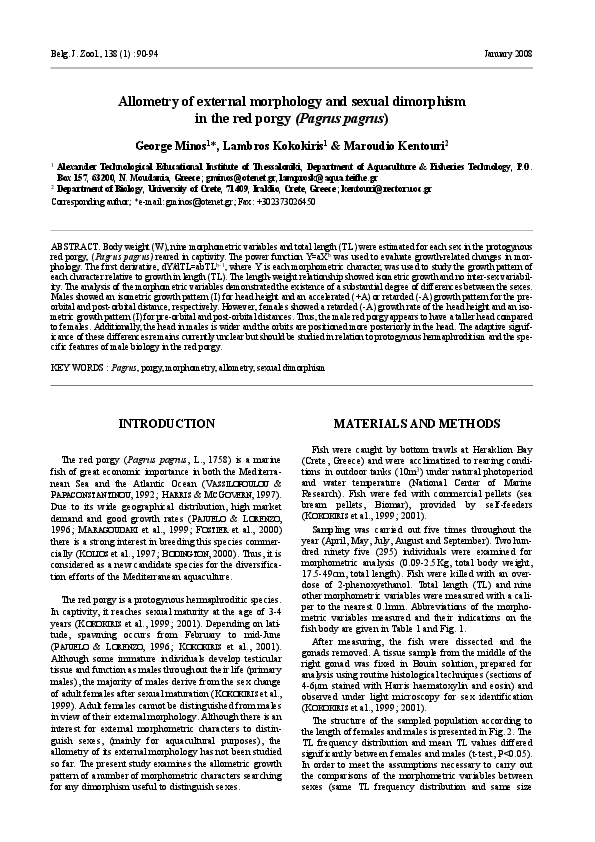 (PDF) Allometry of External Morphology and Sexual Dimorphism In the Red ...