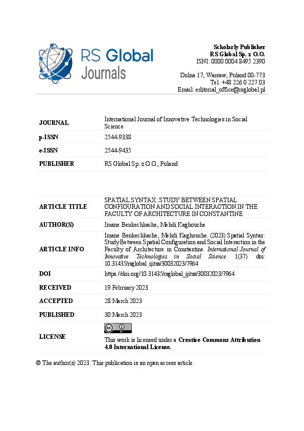 (PDF) Spatial Syntax: Study Between Spatial Configuration and Social ...