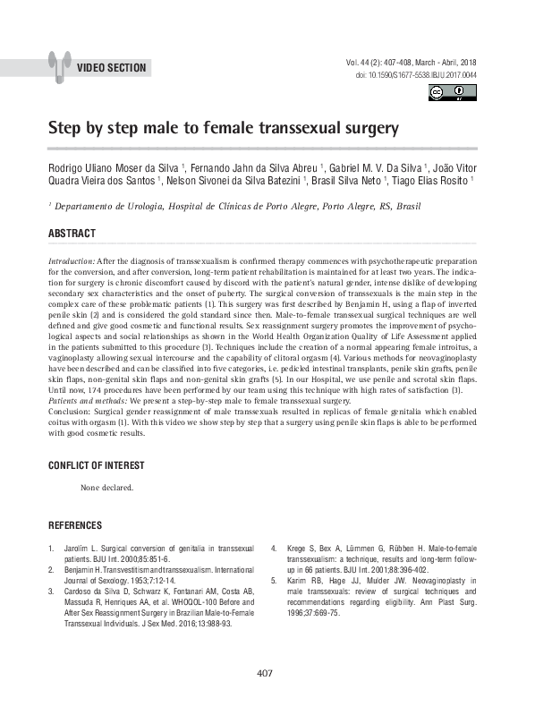 (PDF) Step by step male to female transsexual surgery