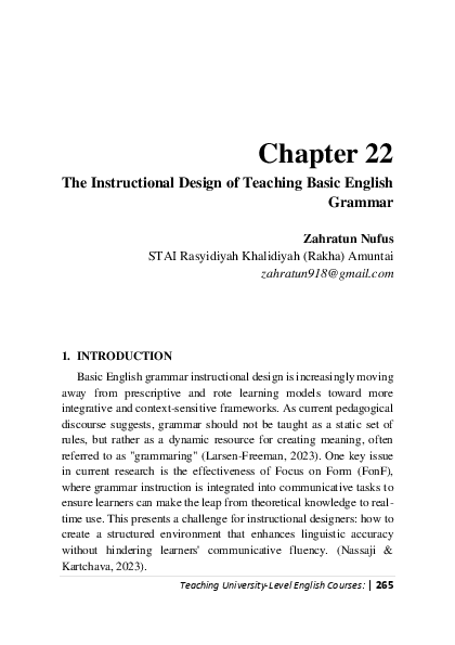 (PDF) The Instructional Design of Teaching Basic English Grammar