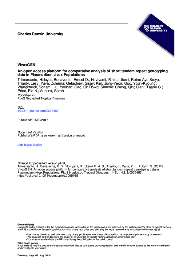 (PDF) VivaxGEN: An open access platform for comparative analysis of ...