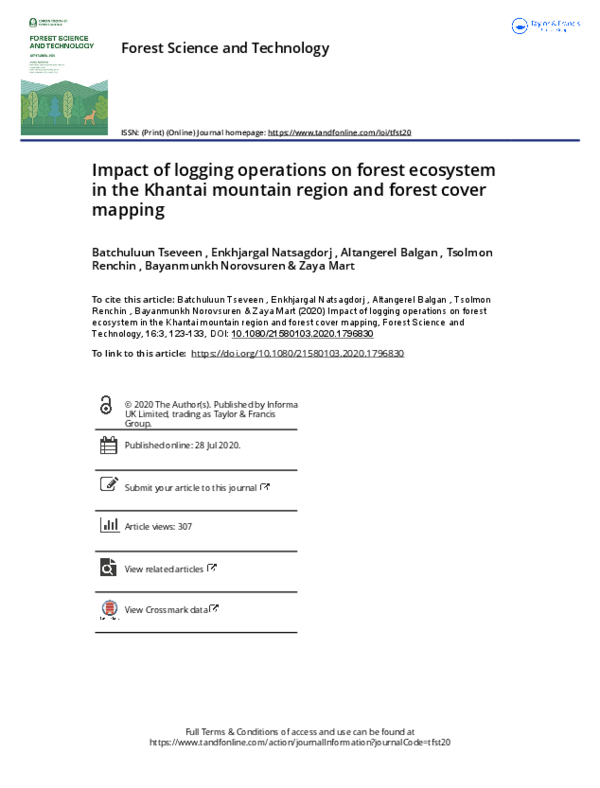 (PDF) Impact of logging operations on forest ecosystem in the Khantai ...
