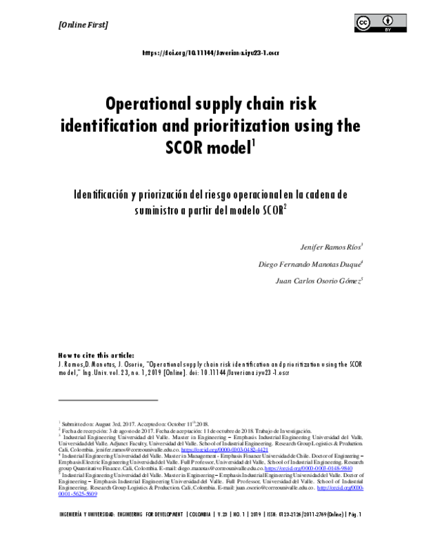 (PDF) Operational supply chain risk identification and prioritization ...