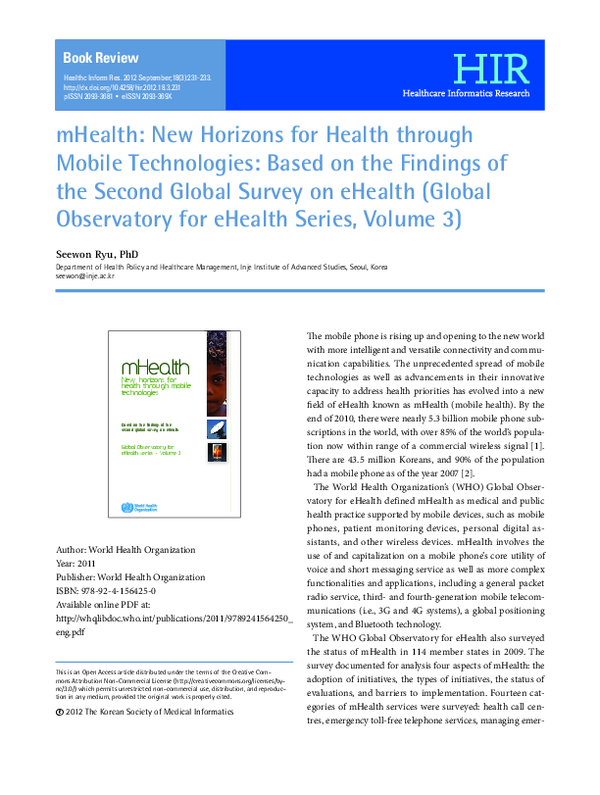 (PDF) Book Review: mHealth: New Horizons for Health through Mobile ...