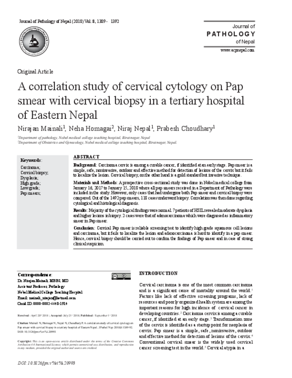 (PDF) A correlation study of cervical cytology on Pap smear with ...