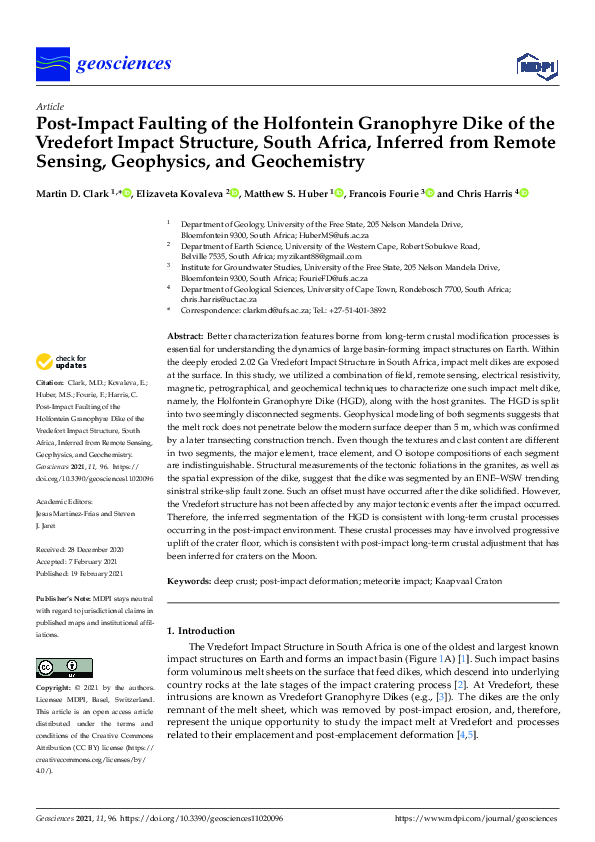 (PDF) Post-Impact Faulting of the Holfontein Granophyre Dike of the ...