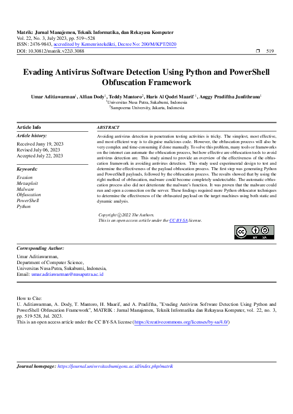(PDF) Evading Antivirus Software Detection Using Python and PowerShell ...