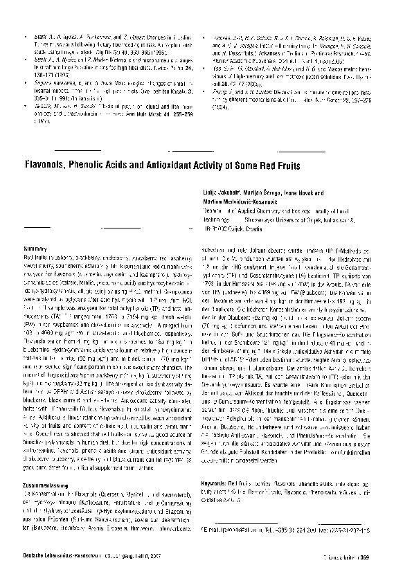 (PDF) Flavonols, Phenolic Acids and Antioxidant Activity of Some Red Fruits