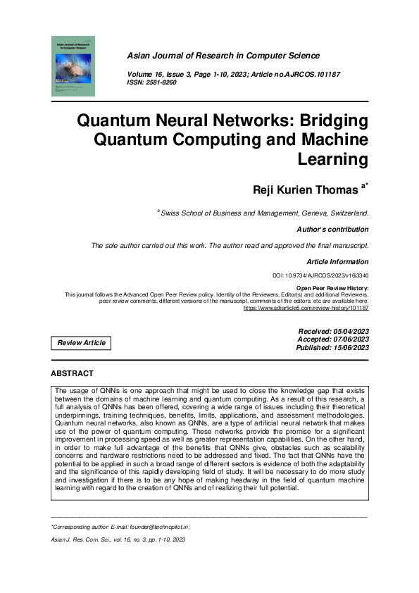 (PDF) Quantum Neural Networks: Bridging Quantum Computing and Machine ...